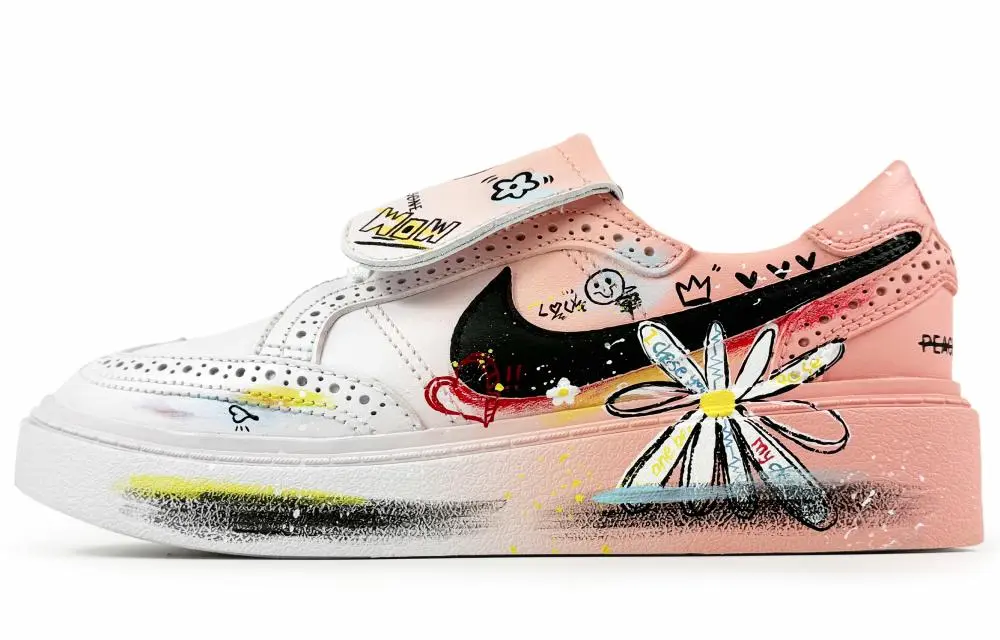 Peaceminusone x Nike Kwondo Height Increasing Low Top Skateboard Shoes Unisex Pink