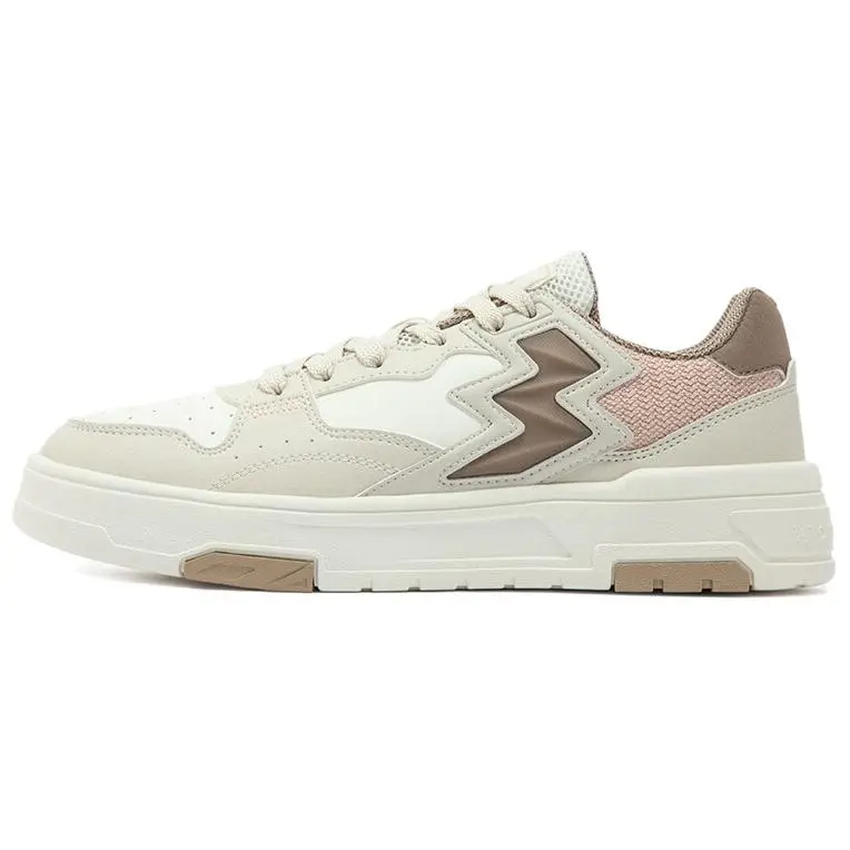 361° Wear-Resistant Cushioning Slip-Resistant Low-Top Skateboard Shoes Women's White Beige Pink