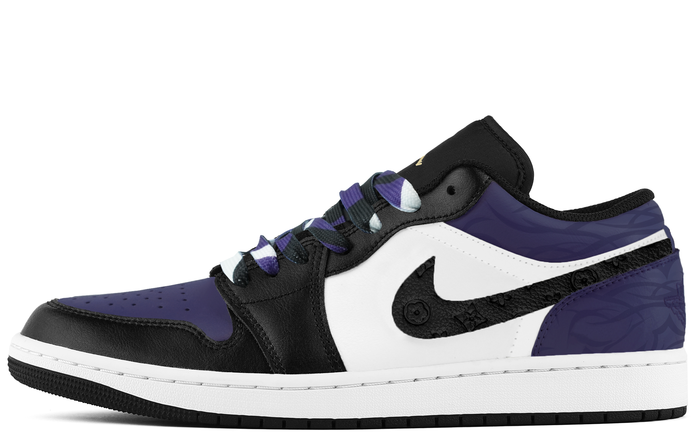Jordan 1 Cushioning, Wear Resistant Low top Vintage Basketball Shoes Unisex Black Purple