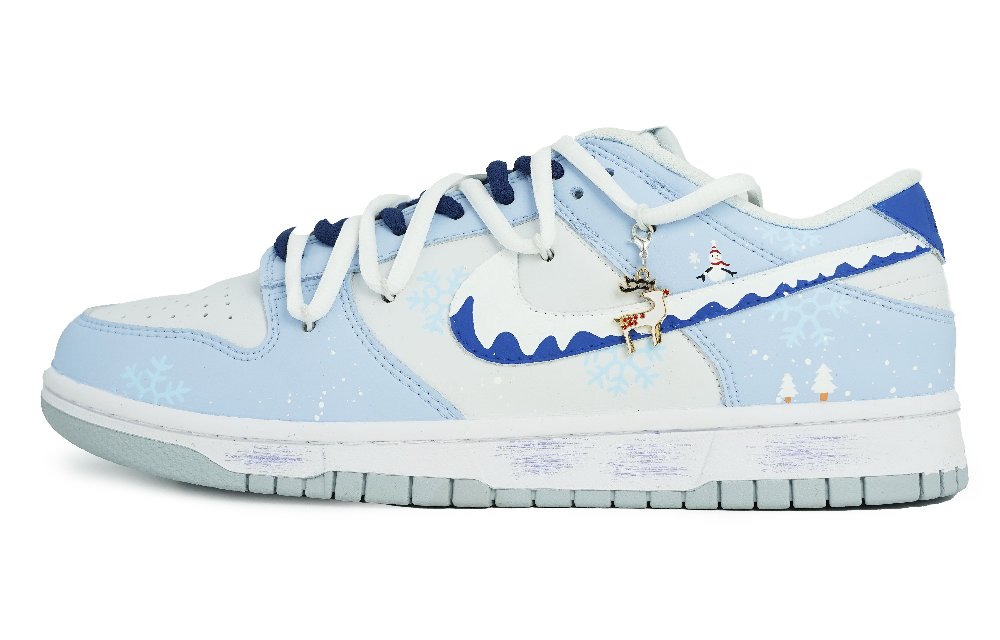 Nike Dunk Low-Top Skateboard Shoes GS White Blue