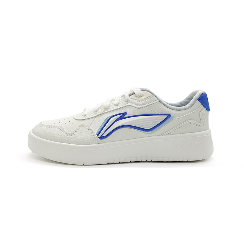 LiNing Anti Slip And Wear Resistant Height Increasing Low Top Skateboard Shoes Men's White Blue