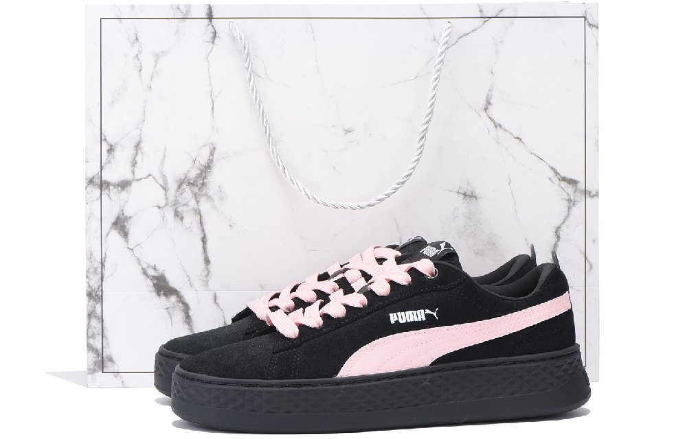 PUMA Smash Platform Blackberry Non-slip Lightweight Low-Top Skateboard Shoes Women's Black Pink