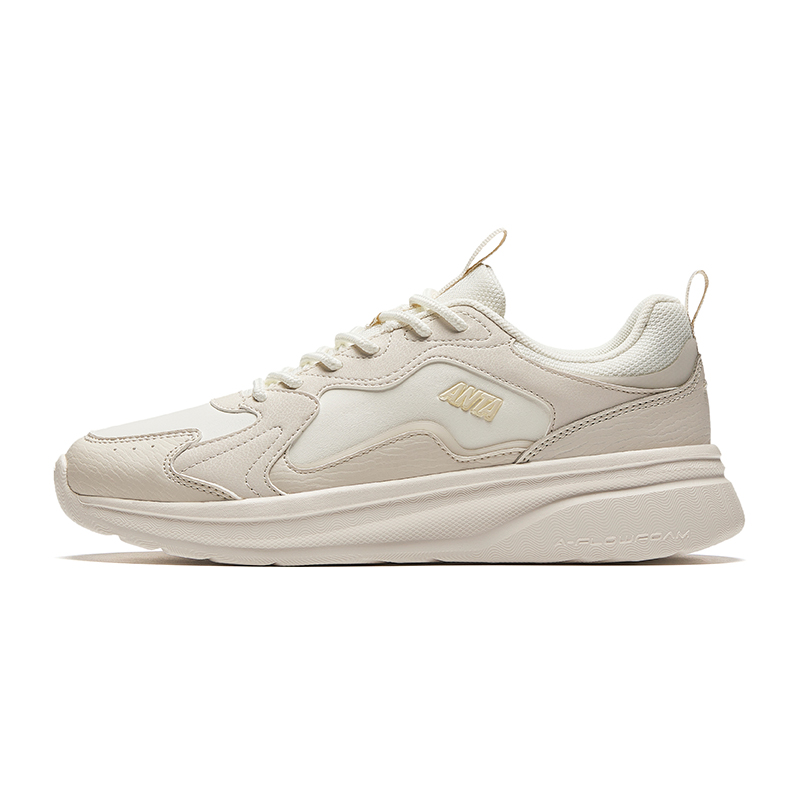 Anta Slip Resistant, Abrasion Resistant, Lightweight Low Top Casual Shoes Women's Ivory White Mud Gray