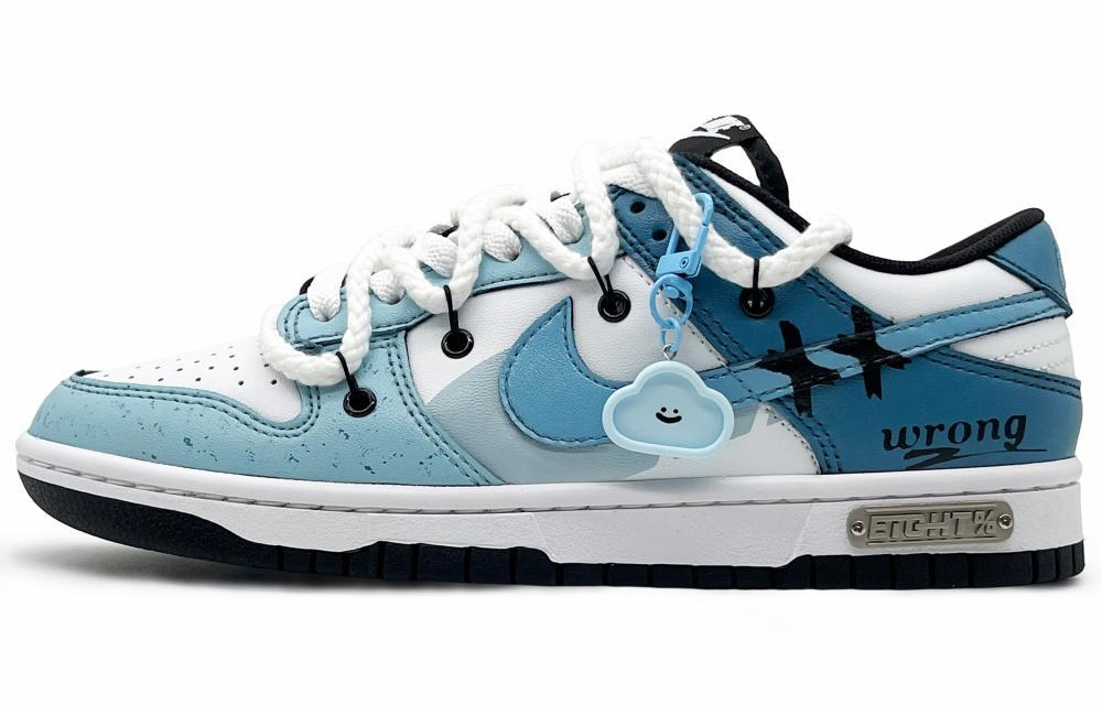 Nike Dunk Low Retro'Black' Anti-Slip Wear-Resistant Low-Top Skateboard Shoes Unisex White Blue
