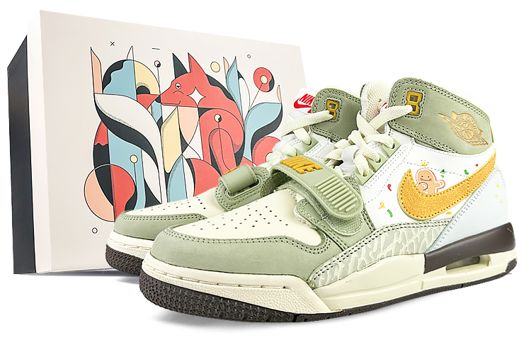 Jordan Legacy 312 Cushioning Wear-Resistant High-Top Vintage Basketball Shoes Men's Yellow White Green