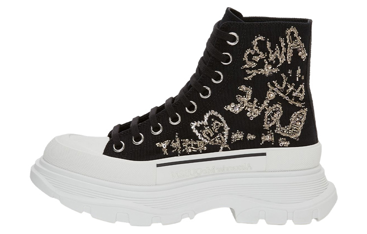 Alexander McQueen Tread Slick Boot Black Multi Crystal Women's