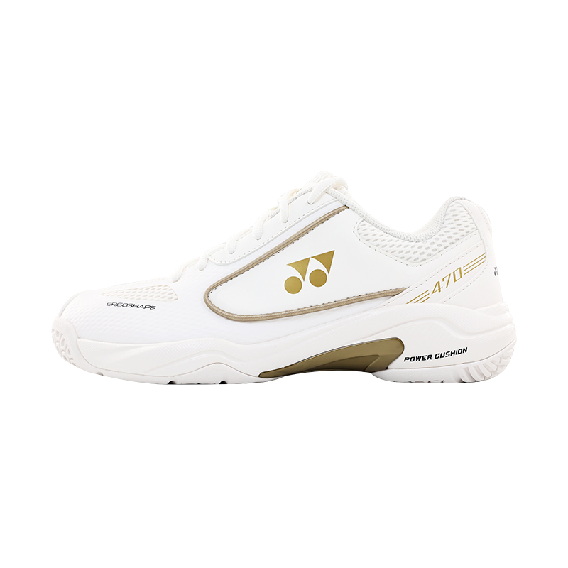 YONEX Power Cushion Slip Resistant, Abrasion Resistant, Breathable Low Top Badminton Shoes Unisex White Gold