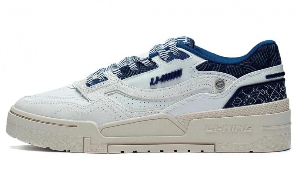 LiNing 001 BTC Prm Abrasion Resistant Breathable Low Top Skateboard Shoes Men's White Blue