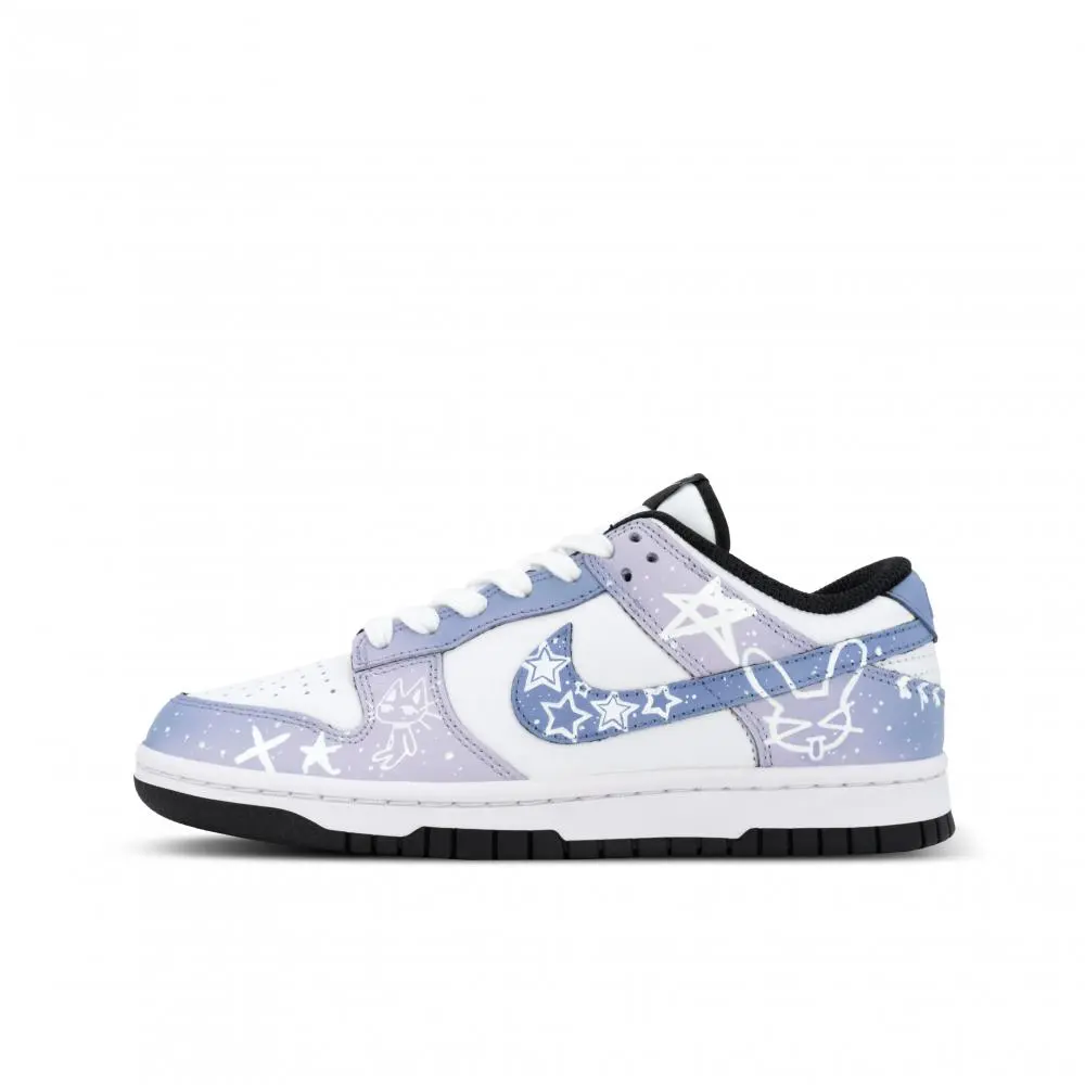 Nike Dunk Panda, Lucky Star Abrasion Resistant Low top Skateboard Shoes Unisex White Purple
