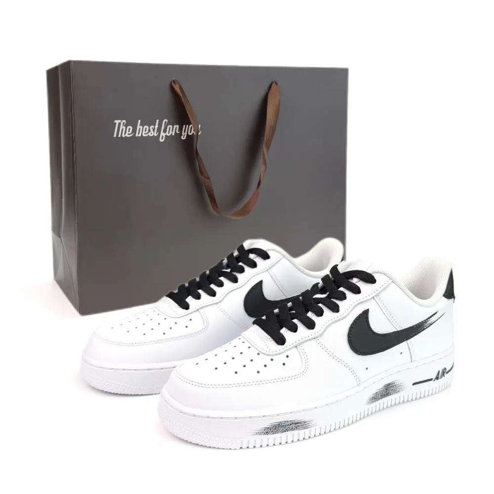 Nike Air Force 1 Mountain Oil Paintings Abrasion Resistant Low Top Skateboard Shoes Unisex Black White