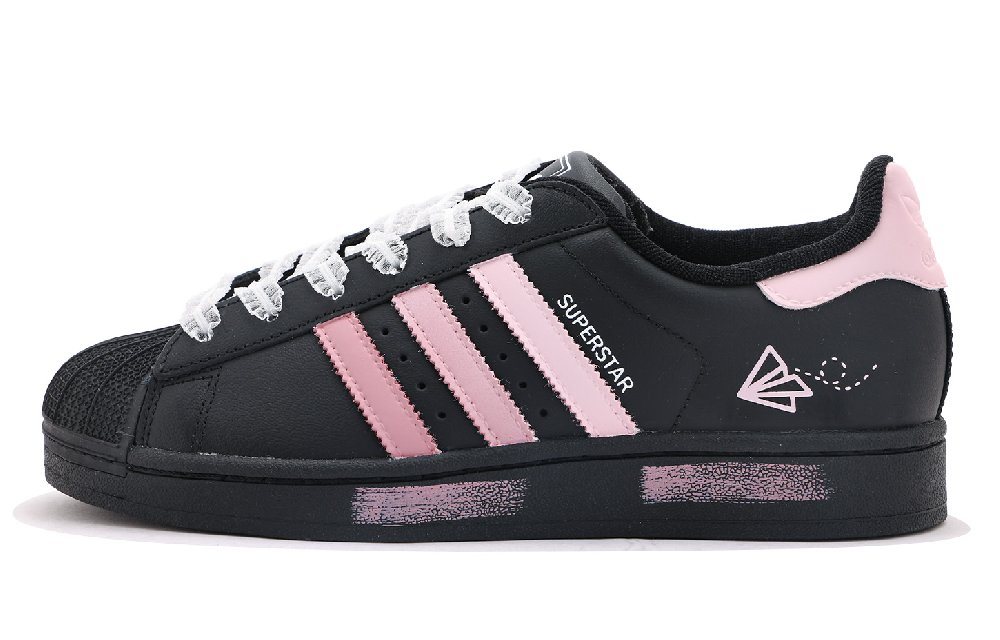 Adidas Originals SUPERSTAR Coverage Abrasion Resistant Low Top Skateboard Shoes Unisex Black Pink