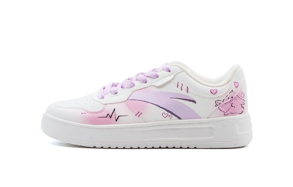 Anta Relaxed Cushioning, Wear Resistant Low Top Skateboard Shoes Unisex Pink