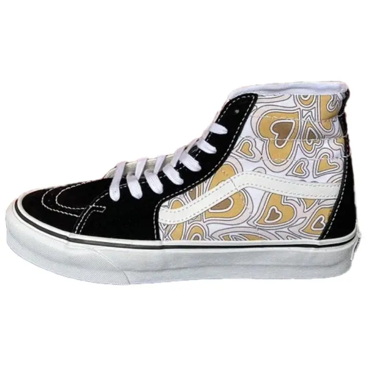Vans Sk8 Hi High Top Skateboard Shoes Unisex Black White Yellow