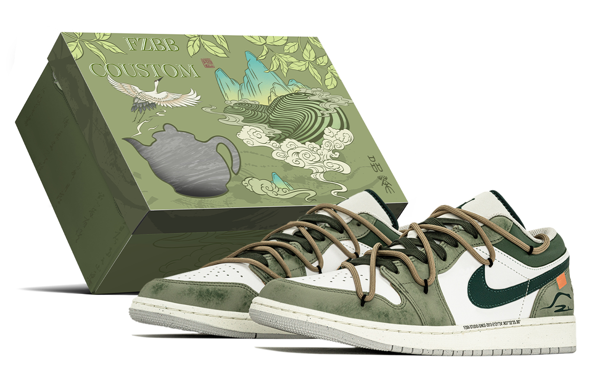 Jordan Air Jordan 1 Abrasion Resistant Low top Vintage Basketball Shoes Men's Green White