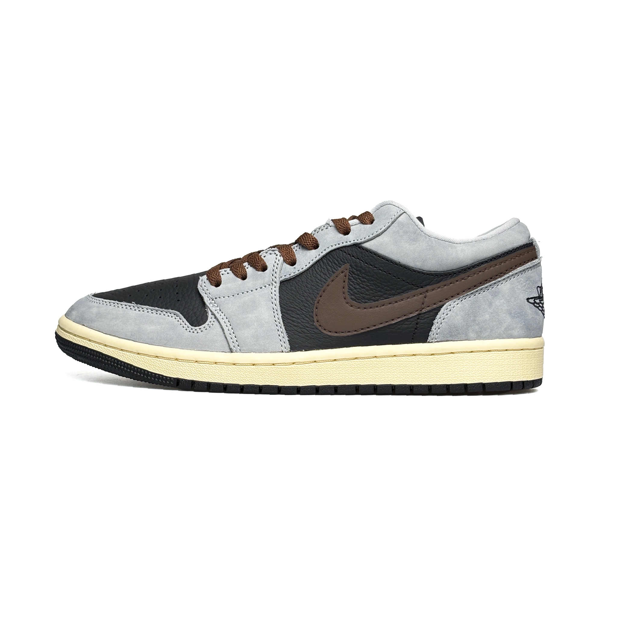 Jordan Air Jordan 1 Abrasion Resistant Low top Vintage Basketball Shoes Men's Black Brown