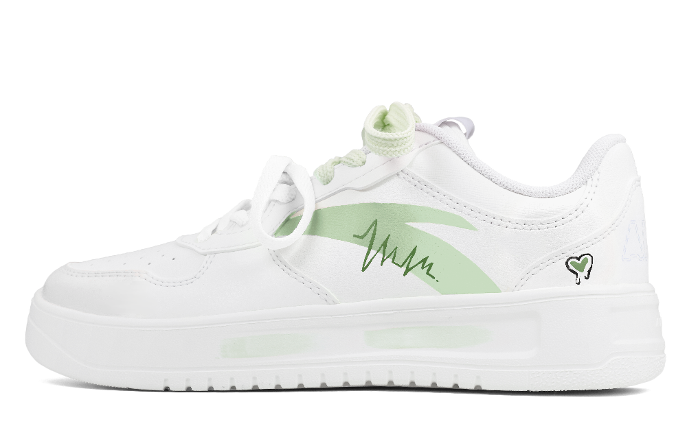 Anta Slip Resistant, Abrasion Resistant, Breathable Low Top Skateboard Shoes Women's White Green
