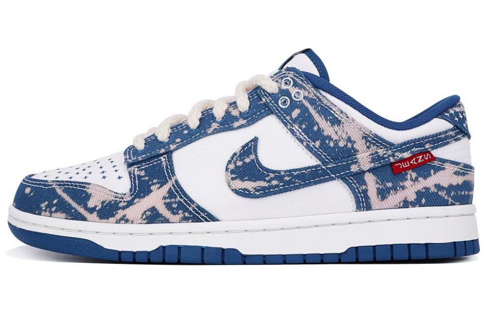 Nike Dunk Low Top Skateboard Shoes Men's White Blue