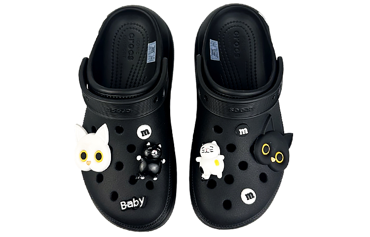 Crocs Classic Crush Clogs Unisex Black White