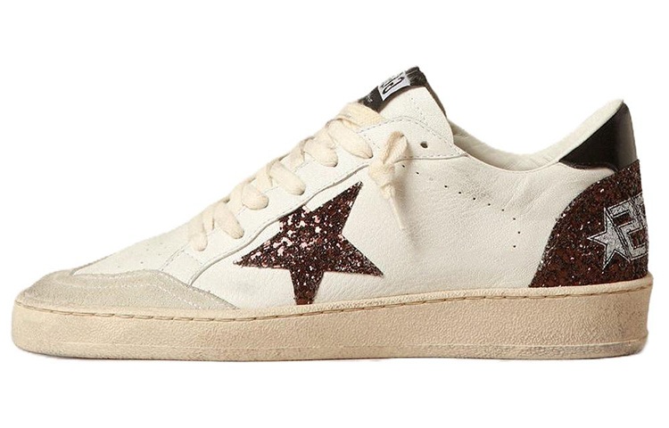 Golden Goose Ball Star Low-Top Skateboard Shoes Women's White Brown Vintage Version