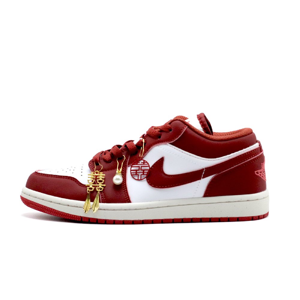 Jordan Air Jordan 1 Red Rhyme Joy AJ Slip Resistant Low Top Vintage Basketball Shoes Women's Red