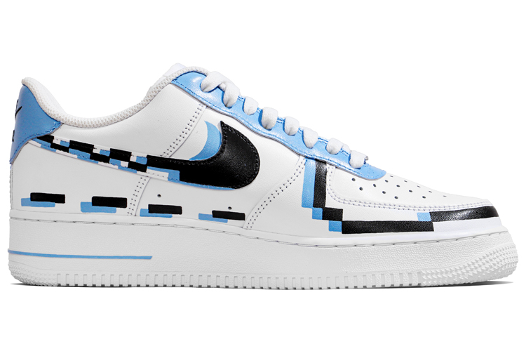 Nike Air Force 1 Anti-Slip Wear-Resistant Low-Top Skateboard Shoes Men's Black Blue