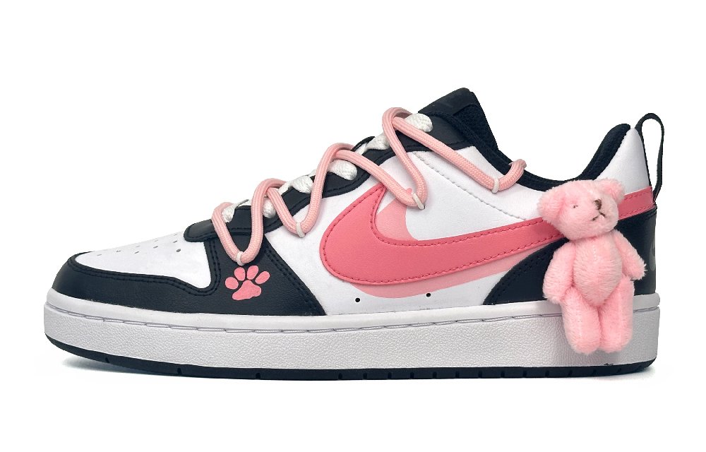Nike Court Borough Low-Top Skateboard Shoes GS Black Pink