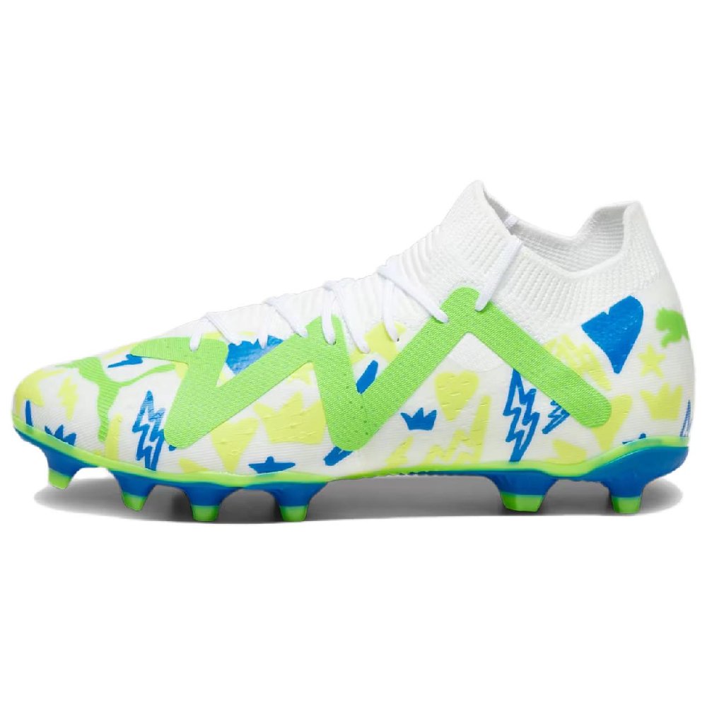 PUMA Future Series AG Short Rubber Studs FG Long Rubber Studs Breathable Soccer Shoes Men's White Yellow Green
