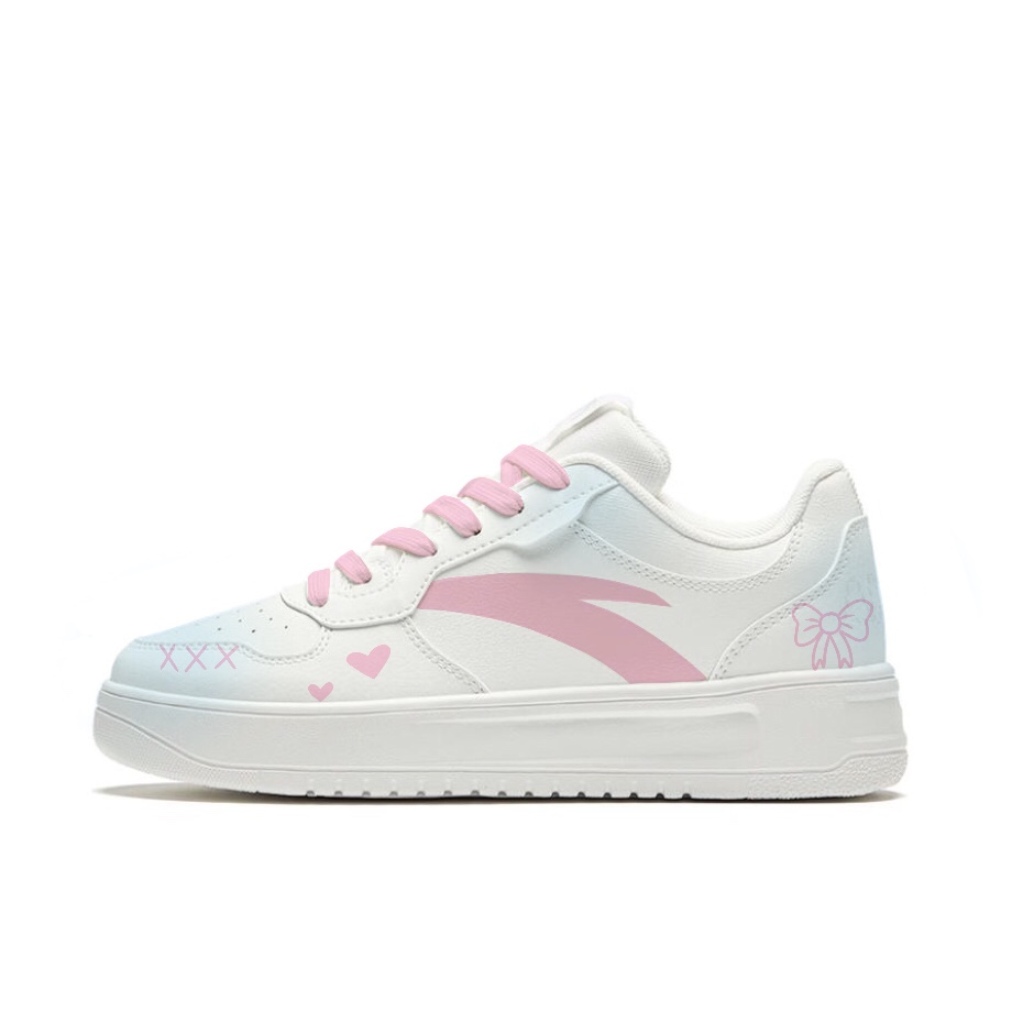 Anta Relaxed Slip Resistant, Abrasion Resistant, Lightweight Low Top Skateboard Shoes Unisex Pink Blue