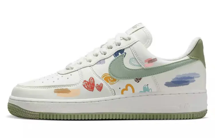 Nike Air Force 1 Anti-Slip And Wear-Resistant Breathable Low-Top Skateboard Shoes Women's White Green