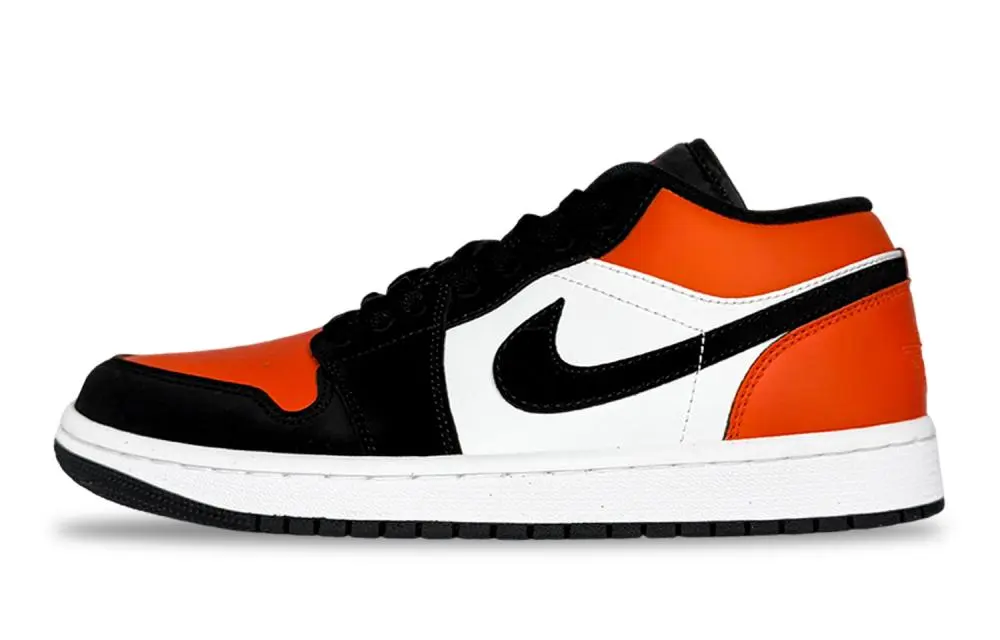 Jordan Air Jordan 1 Trendy Abrasion Resistant Low top Vintage Basketball Shoes Unisex Black Orange