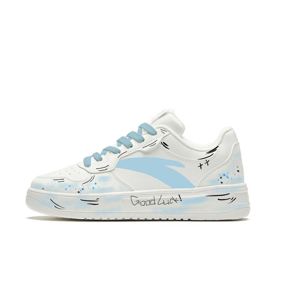 Anta Relaxed Slip Resistant, Abrasion Resistant, Lightweight Low Top Skateboard Shoes Unisex Blue