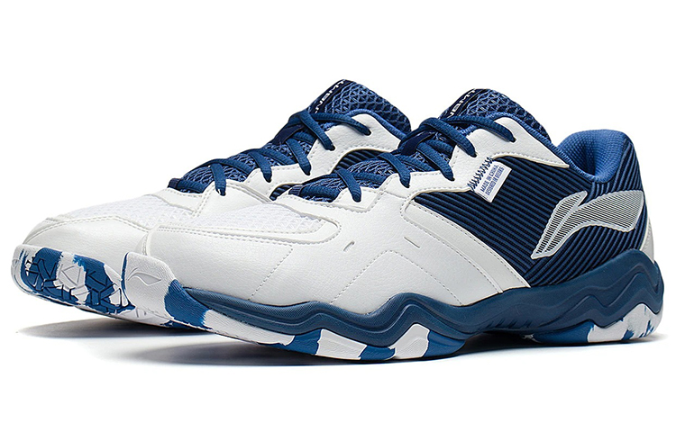 LiNing 2 Shock Absorbers Slip Resistant Abrasion Resistant Low top Badminton Shoes Unisex White Dark Blue купить в интернет-магазине Yoocart с быстрой доставкой по России.
