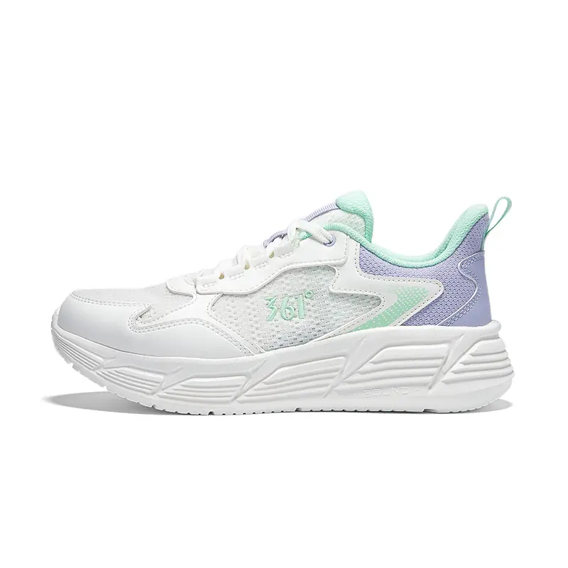 361° Cushioning Breathable Lightweight Low-Top Casual Running Shoes Women's Feather White Chalk Purple