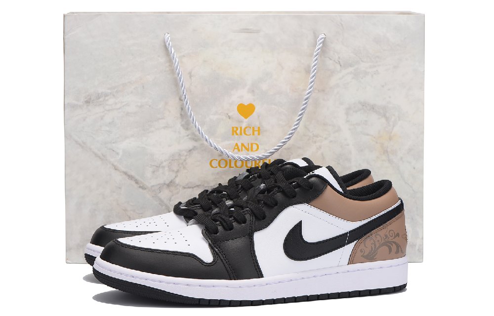Jordan Air Jordan 1 Chinese Style Floral Collection Low-Top Vintage Basketball Shoes Men's Black