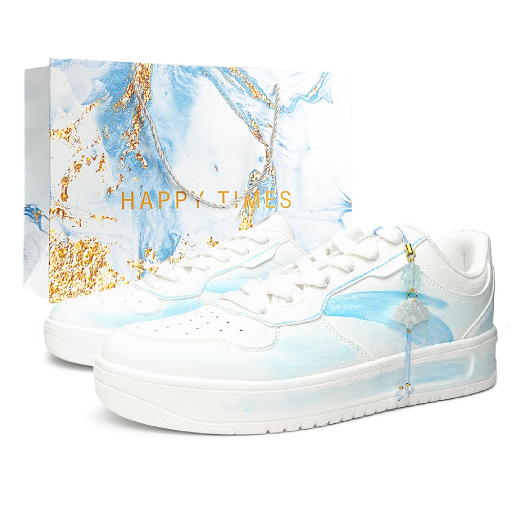 Anta Relaxed Slip Resistant Lightweight Height Increasing Low Top Skateboard Shoes Unisex Sky Blue