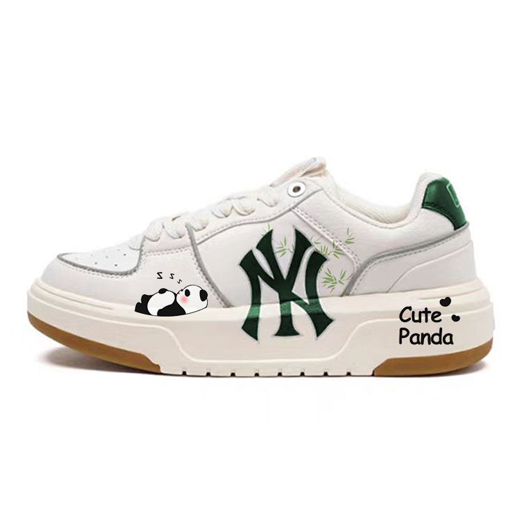 MLB Chunky Liner Slip-Resistant Cushioning Wear-Resistant Low-Top Skateboard Shoes Unisex Beige Green