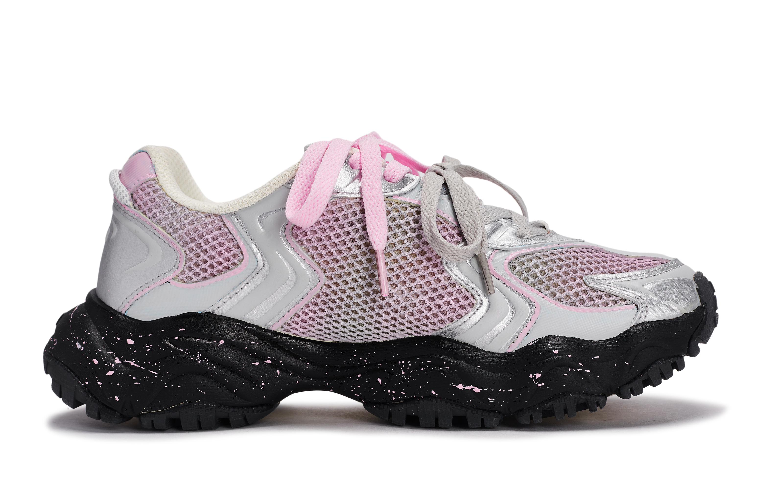 MLB New York Yankees Chunky Sneakers Unisex Low Top Black/Pink/Silver
