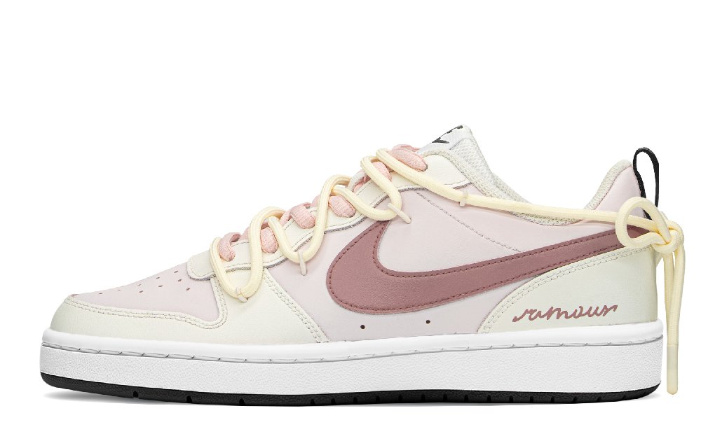 Nike Court Borough Series Skateboard Shoes Women's Low-Top Beige/Pink