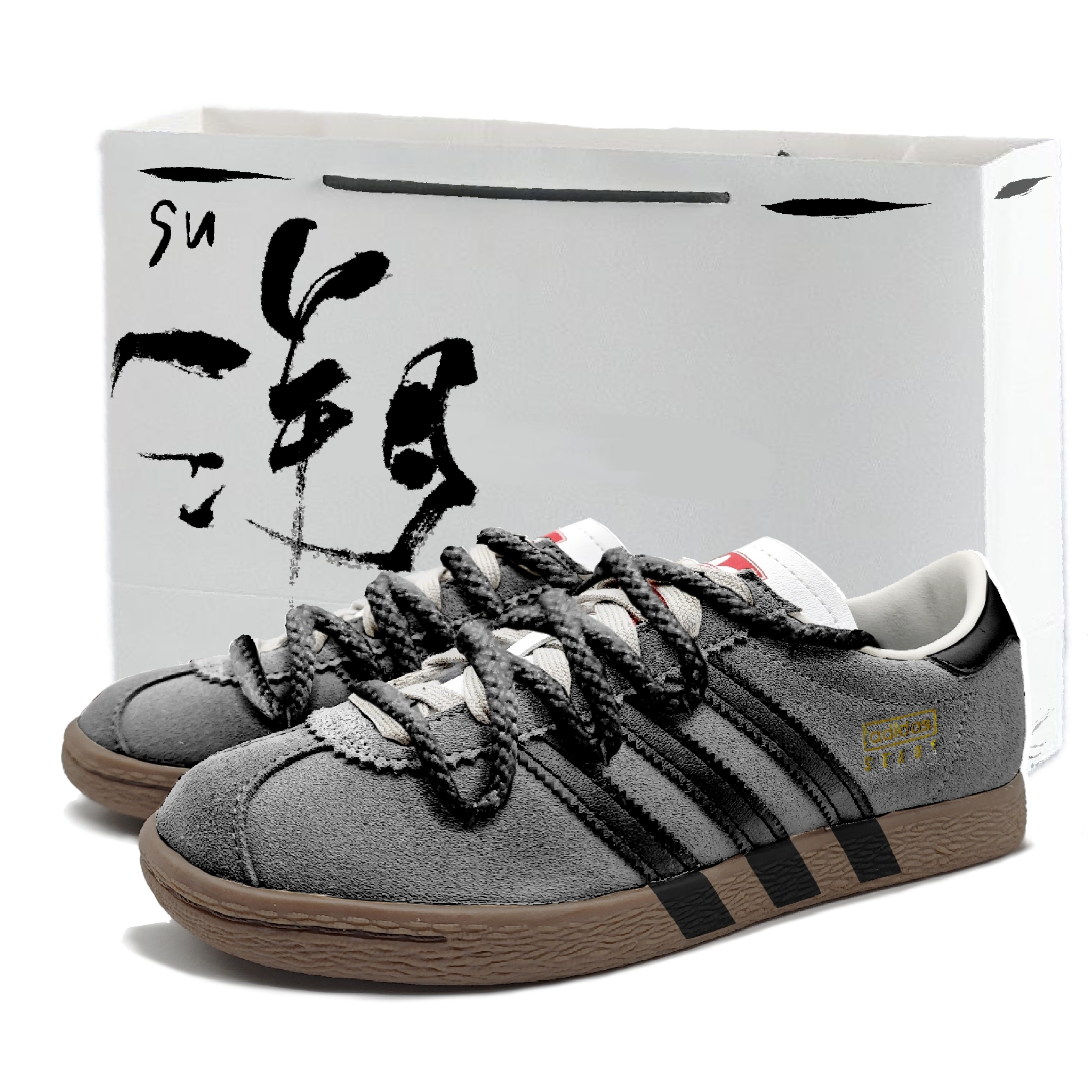 Adidas Originals Stadt Gray With Gold Logo Samurai LD Slip Resistant Low top Skateboard Shoes Unisex Brown