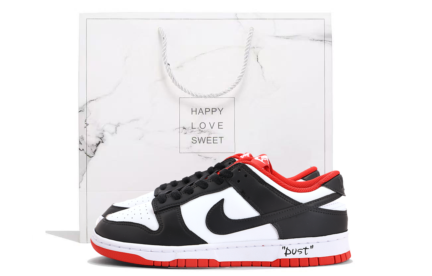 Nike Dunk Coverage Slip Resistant And Abrasion Resistant Low top Skateboard Shoes Unisex Black Red