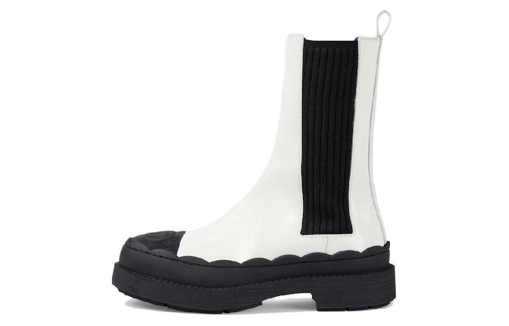 GUCCI Short Chelsea Boots 1.5cm Women's Ecru