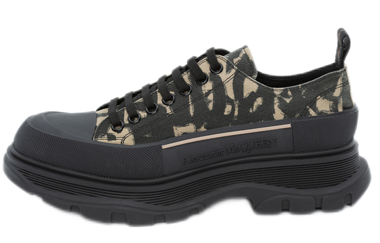 Alexander McQueen Graffiti Tread Slick Low Lace Up Beige Black