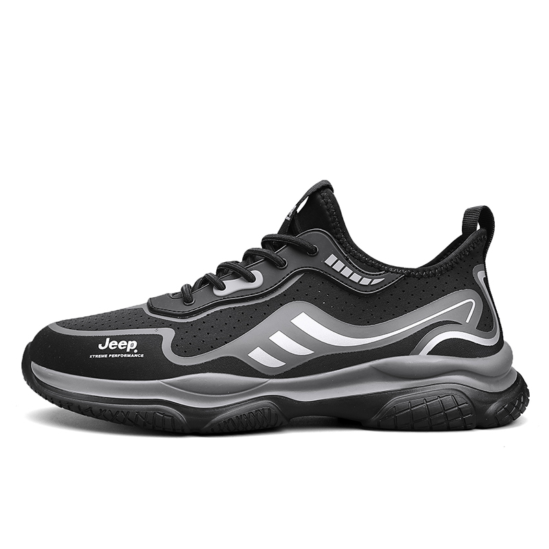 Jeep Low Top Outdoor Shoes Men's Black Silver