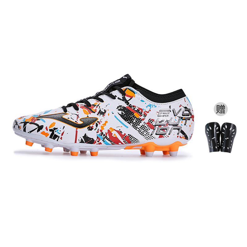 Joma FG Rubber Long Studs Artificial Ground Anti Slip Wear Resistant Soccer Shoes Men's White Black