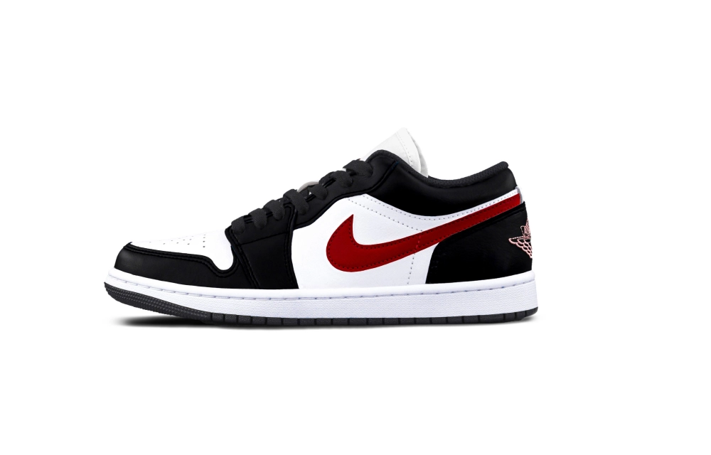 Jordan Air Jordan 1 Cushioning, Wear Resistant Low top Vintage Basketball Shoes Unisex Black Red