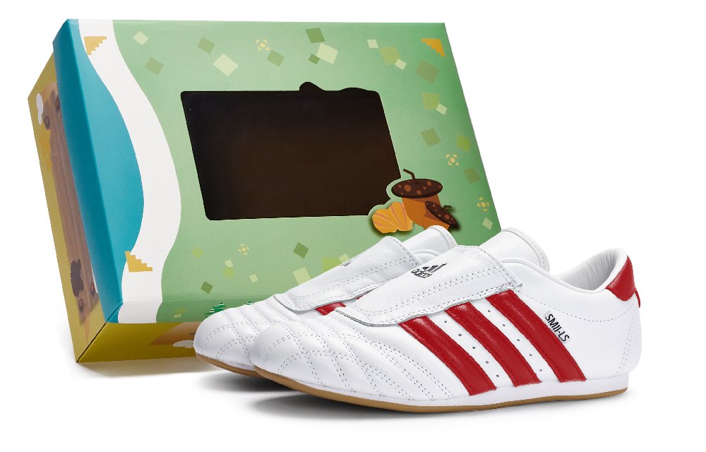 Adidas Originals Taekwondo Slip Resistant And Abrasion Resistant Coverage Low Top Training Shoes Unisex White Red