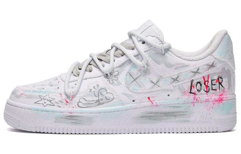Nike Air Force 1 Skateboard Shoes Women's Low-Top Gray White Blue
