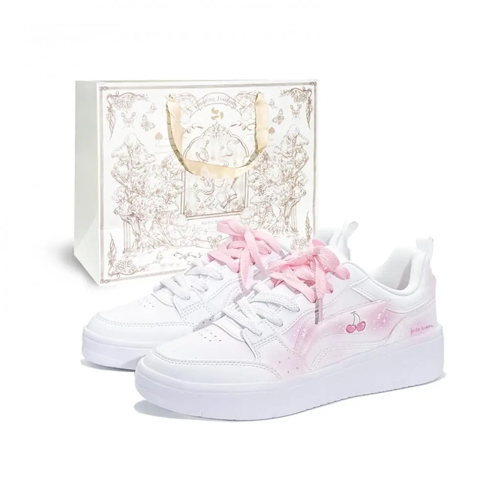 LiNing Acer Truncatum Wear resistant And Lightweight Low top Skateboard Shoes Women's White Pink