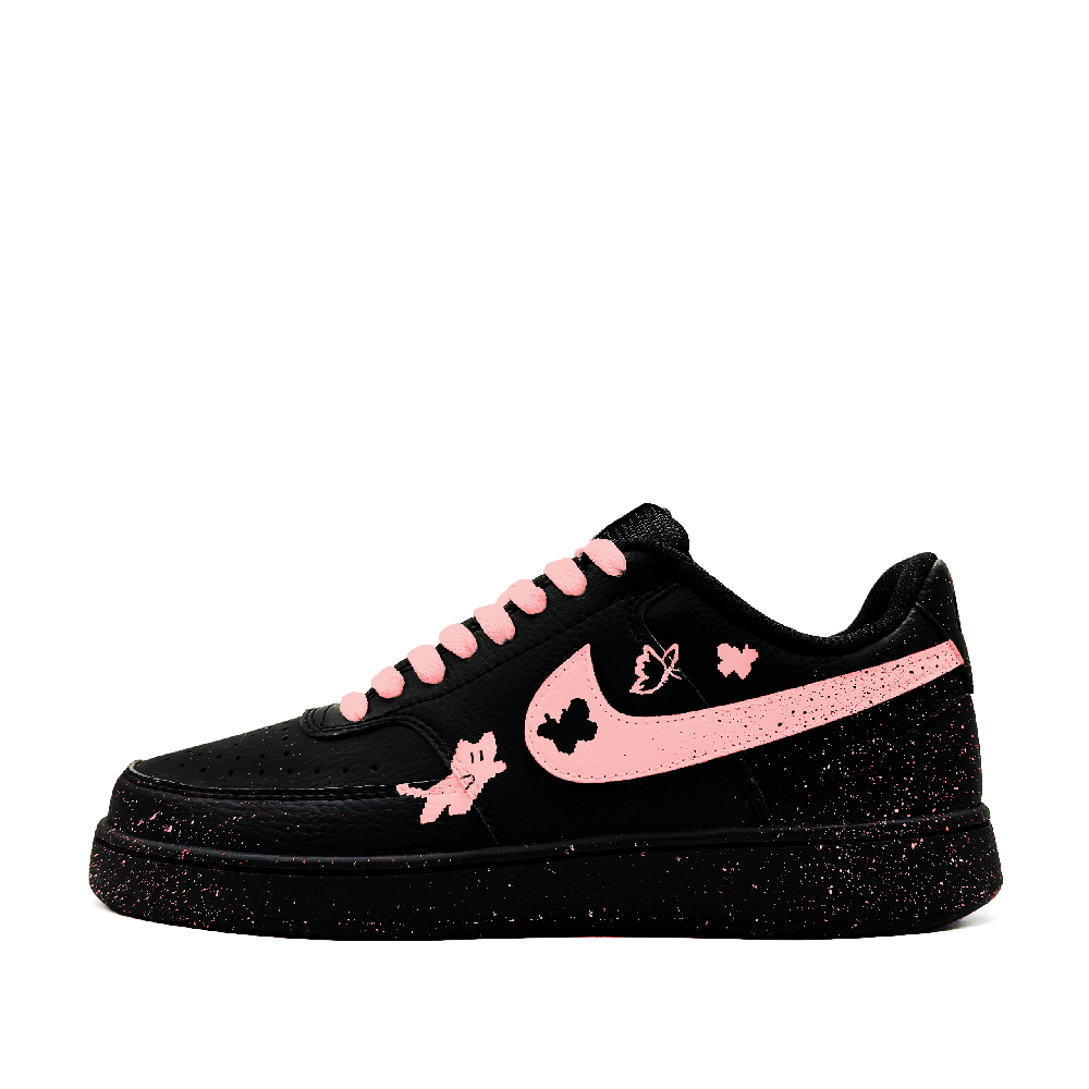 Nike Court Vision Low Top Skateboard Shoes Unisex Black Pink