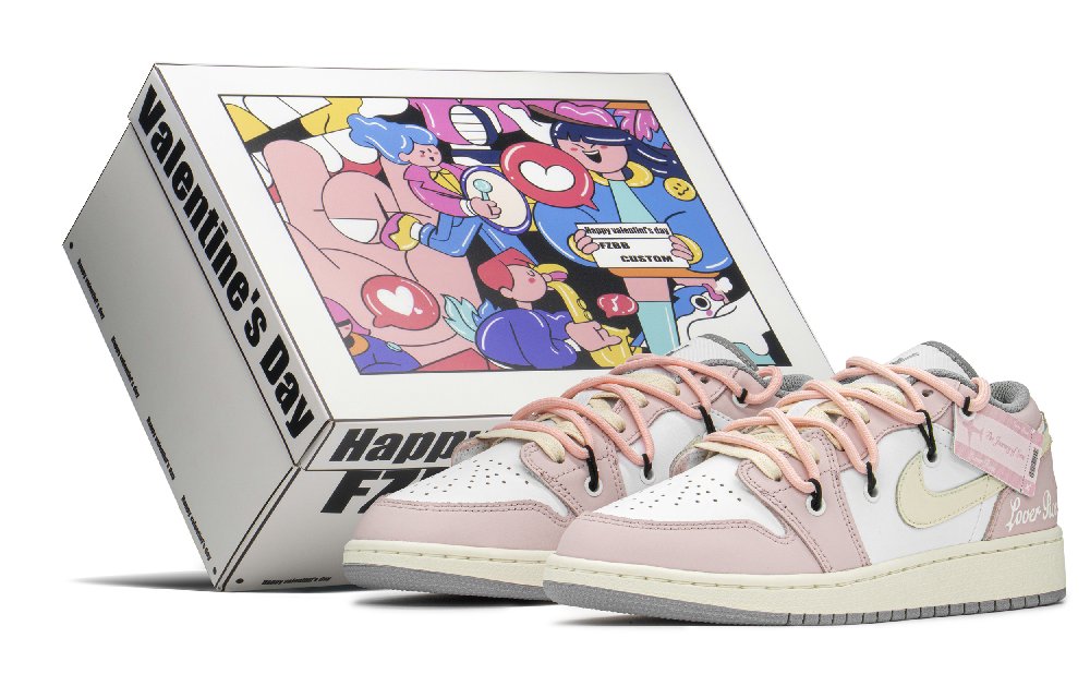 Jordan Air Jordan 1 Low FZBB Low-Top Vintage Basketball Shoes GS Flesh Pink